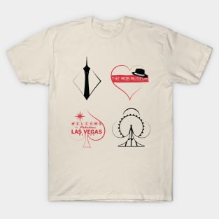 Las Vegas Landmarks Inside Poker Card Symbols T-Shirt